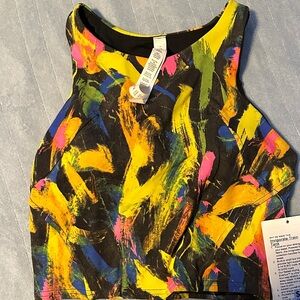 lululemon athletica Black Multicolor Abstract Cropped Tank